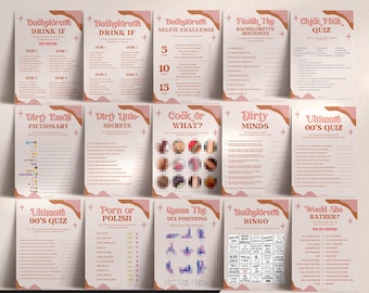 15 RETRO 70s Bachelorette Party Games Bundle, Bachelorette Games Bundle, Fun Bachelorette, Hen Party Dirty Bachelorette Game RS2