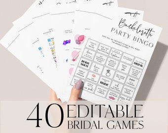 40 BACHELORETTE Games Bundle, Dirty Bachelorette Party Games, Modern Bachelorette Editable Template, Hen Party Games, Willy Game HP2