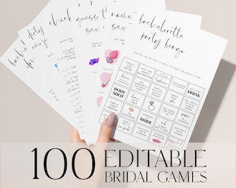 Minimalist Bachelorette Games Bundle, 100 Bridal Shower Party Games, Printable Download, Hen Party Bundle, Bachelorette Party, Modern WL1