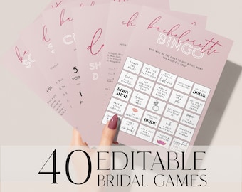 PIXI 40 Pink Bachelorette Spiele Bundle, Dirty Bachelorette Party Spiele, Junggesellinnenabschied Spiele, bearbeitbare Vorlage, druckbare Spiele, Braut Spiel PX1