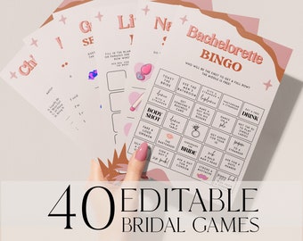 RETRO Bachelorette Games Bundle, 40 Dirty Bachelorette Party Games, Retro 70s, Editable Template, Hen Party Games Printable Template RS2