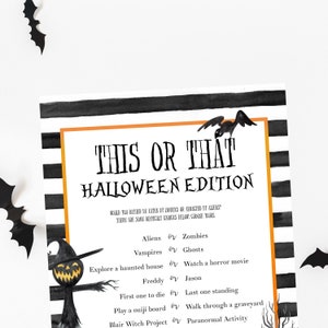 Halloween Party Game, Would you Rather, Halloween Party Game Printable, This or That, Halloween Games, Halloween Decor, Instant Download HLW