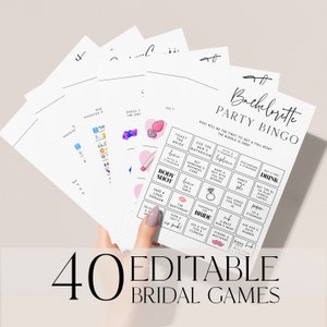 40 BACHELORETTE Games Bundle, Dirty Bachelorette Party Games, Modern Bachelorette Editable Template, Hen Party Games, Willy Game HP2 image 1