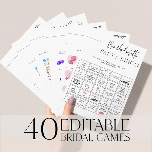 40 BACHELORETTE Games Bundle, Dirty Bachelorette Party Games, Modern Bachelorette Editable Template, Hen Party Games, Willy Game HP2