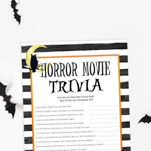 Halloween Party Game, Horror Movie Quiz, Scary Movie Quiz, Halloween Party Game, Halloween Game Printable, Halloween Party Ideas, Trivia HLW