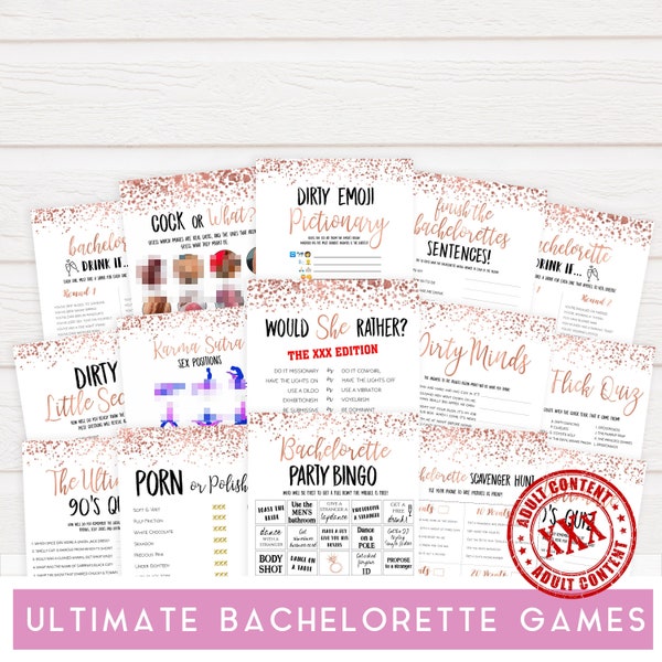 MEGA Rose Gold Bachelorette Party Games, Bachelorette Games Bundle, Printable Bachelorette Games, Hen Party, Dirty Bachelorette Game RGC