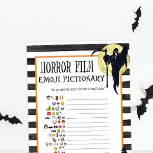 Halloween Party Game, Horror Movie Emoji Pictionary, Halloween Party Game, Halloween Game Printable, Halloween Party Ideas, Adult HLW