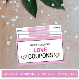 Love Coupons Valentines Gift for Her, Printable Valentine, Romantic Gift for Wife, Girlfriend, Instant Download, Last Minute Gift, Gift Idea