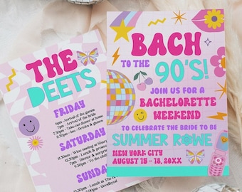 BRITNEY Bach to the 90s Bachelorette Invitation, 90s Bachelorette Party Invite, Editable Template, 90s Bachelorette Weekend, Itinerary BR2
