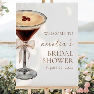 Espresso Martini Bridal Shower Welcome Sign, Love Is Brewing Bridal Shower Welcome Sign, Editable Espresso Coffee Bridal Welcome Sign LIB