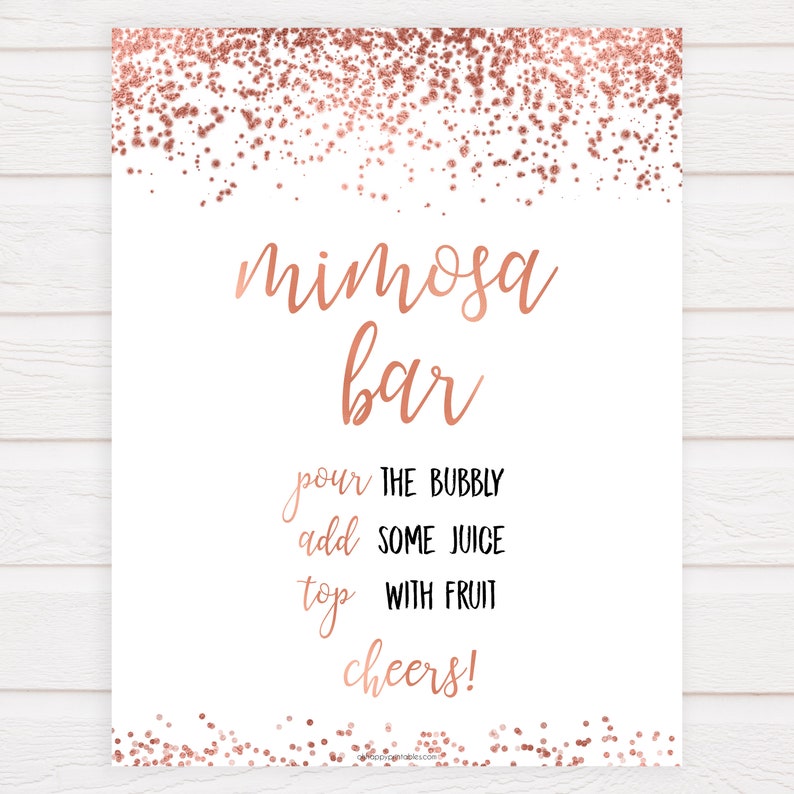 Rose Gold Mimosa Bar Sign Bridal Shower Signs Rose Gold - Etsy