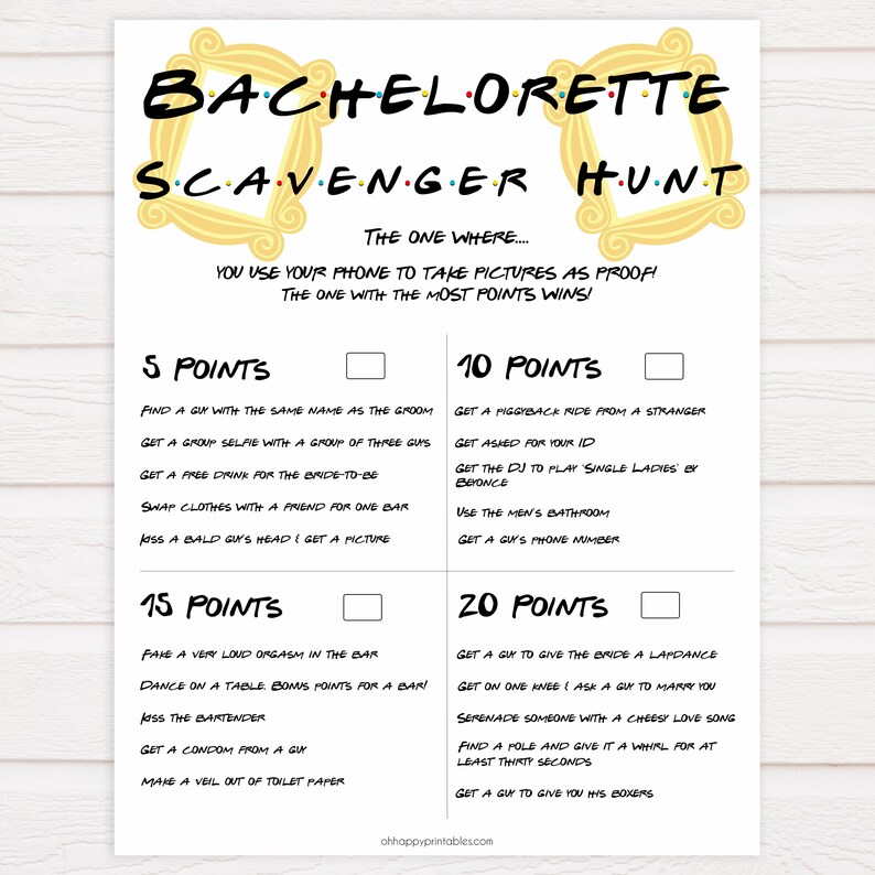 Bachelorette Scavenger Hunt Gold Scavenger Hunt Printable Etsy