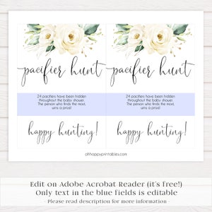 EDITABLE Pacifier Hunt Game Printable Baby Shower Games - Etsy