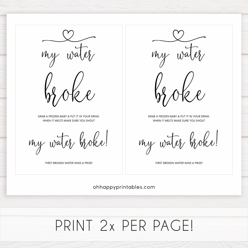 My Water Broke Baby Shower Game Ice Cube Baby Shower Games | Etsy