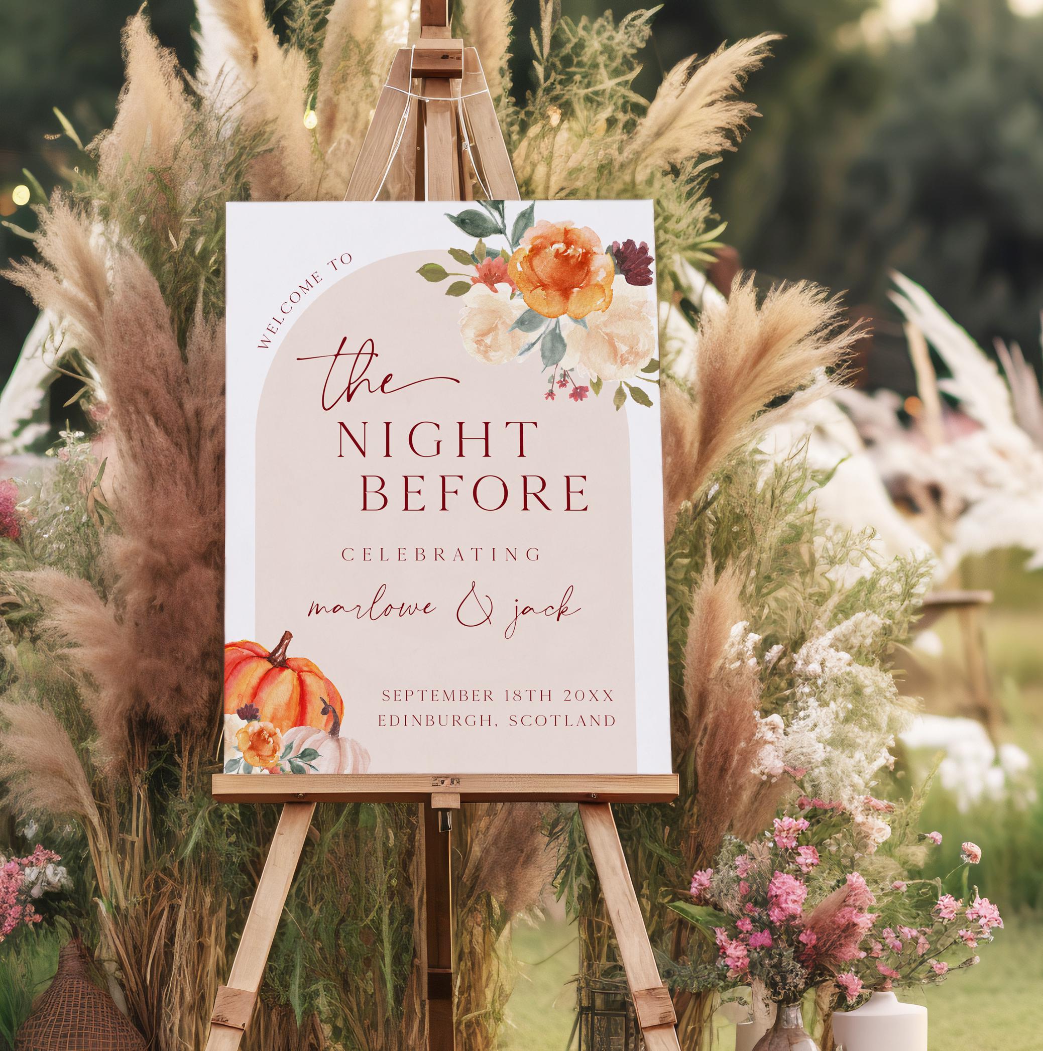The Night Before Welcome Sign Template, Wedding Rehearsal Dinner ...