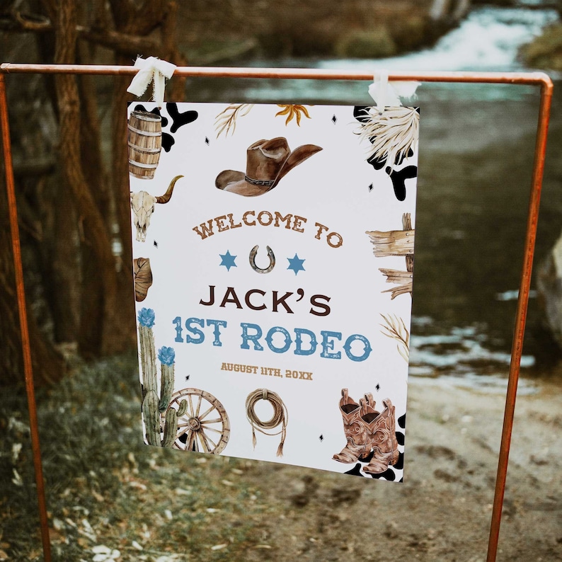 My First Rodeo Theme Sign First Rodeo Birthday Party Welcome Sign, Cowboy Welcome Sign, Canva ...