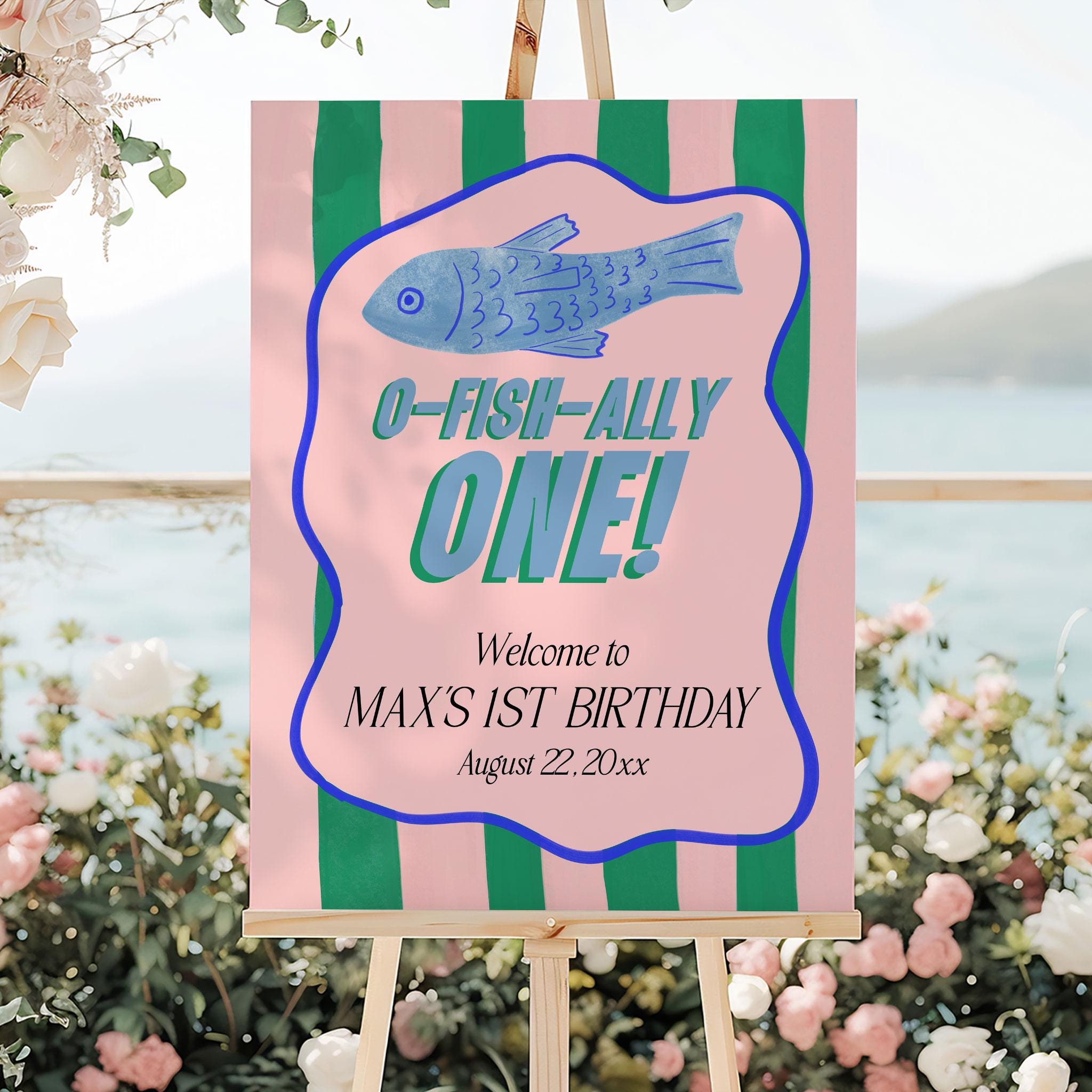 Welcome Tooffish O-fish-ally One Birthday Welcome Sign, Ofishally One Editable 1st ...