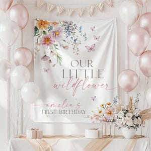 One Little Wildflower Welcome Backdrop, Our Little Wildflower Floral First Birthday Welcome Backdrop, Wildflower 1st Birthday Welcome LWF