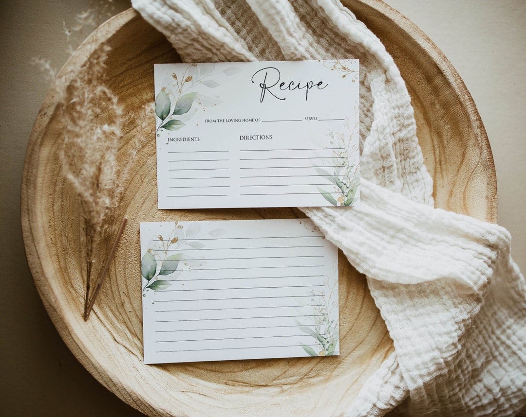 Bridal Shower Recipe Cards Printable Bridal Shower Recipe - Etsy