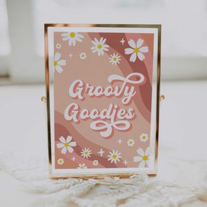 Groovy Birthday Party Decor Groovy Goodies 70&#39; Daisy Sign Decor Groovy Pastel Hippie Birthday Decoration Editable Birthday Decor Signs GRV