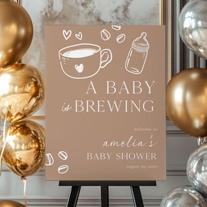 A Baby Is Brewing Baby Shower Welcome Sign, Chalkboard Style Baby Is Brewing Decor, Coffee Bean Baby Shower Welcome Decor, Baby Decor ABB