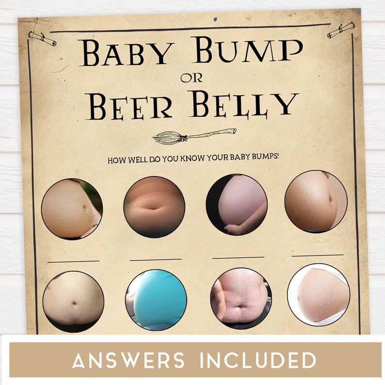 Wizard Baby Bump or Beer Belly Printable Baby Games Baby Etsy