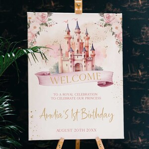 Princess 1st Birthday Welcome Sign, Royal Celebration, Princess ...