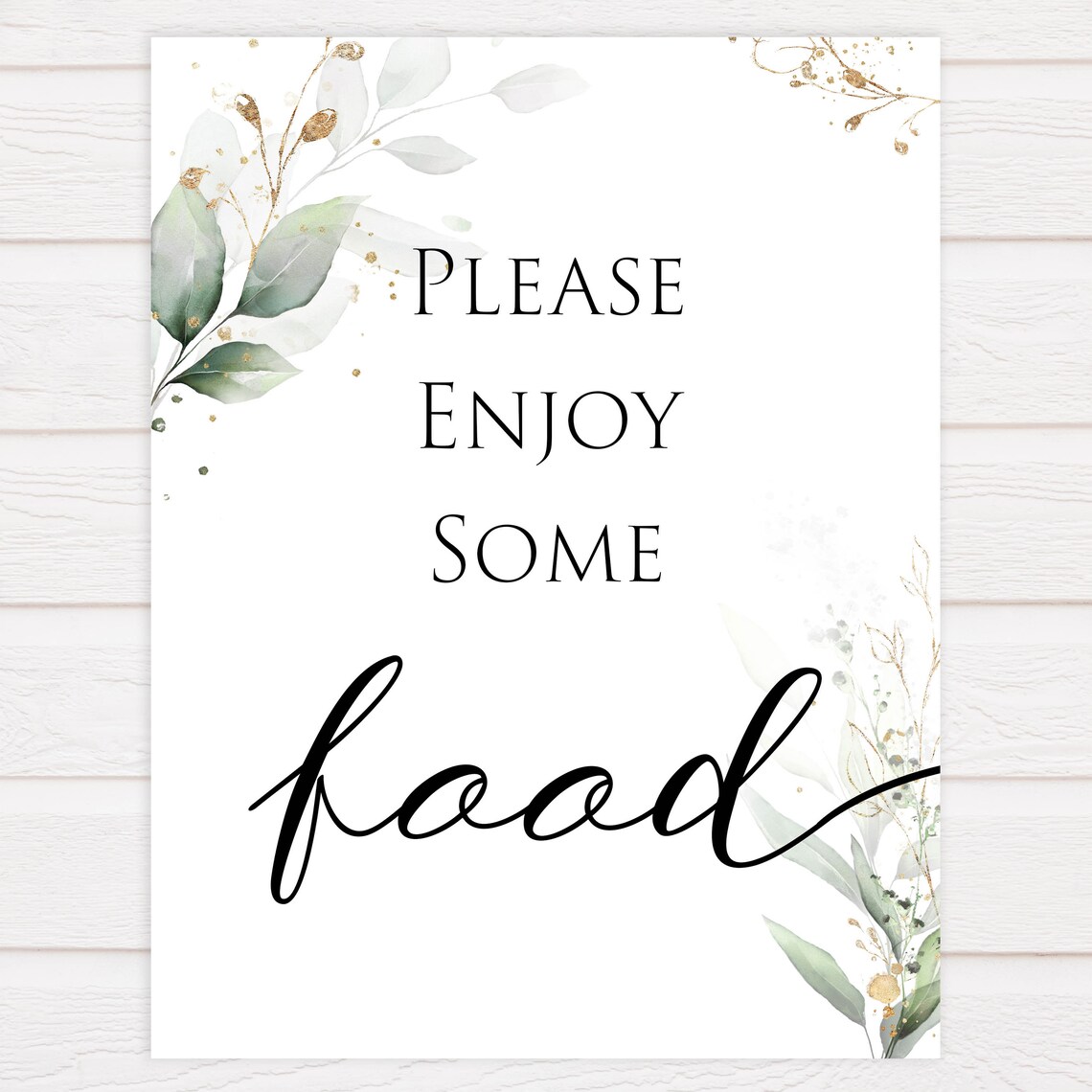 Gold Green Leaf Food Baby Shower Signs Food Baby Shower Sign Etsy UK