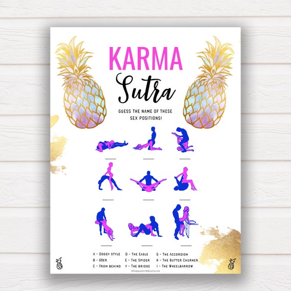 Sex Positions Bachelorette Game Gold Pineapple Printable