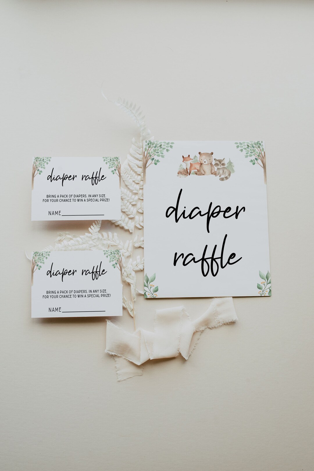 Diaper Raffle Game Printable Baby Shower Games Woodland - Etsy