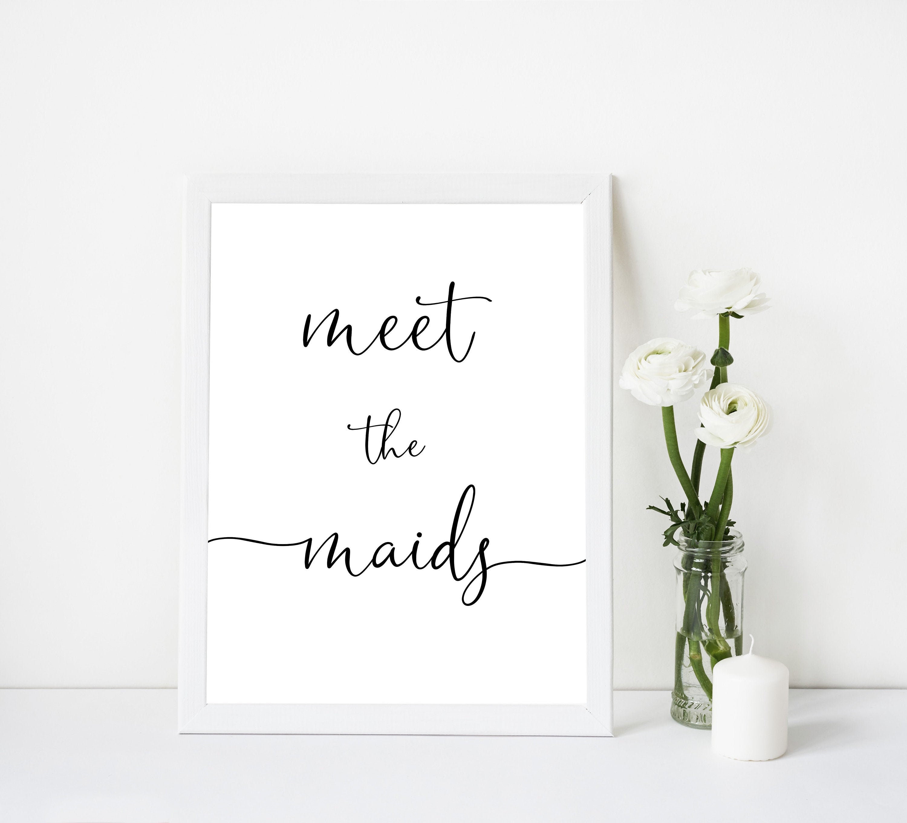 Meet the Maids Sign Minimalist Bridal Shower Printable | Etsy