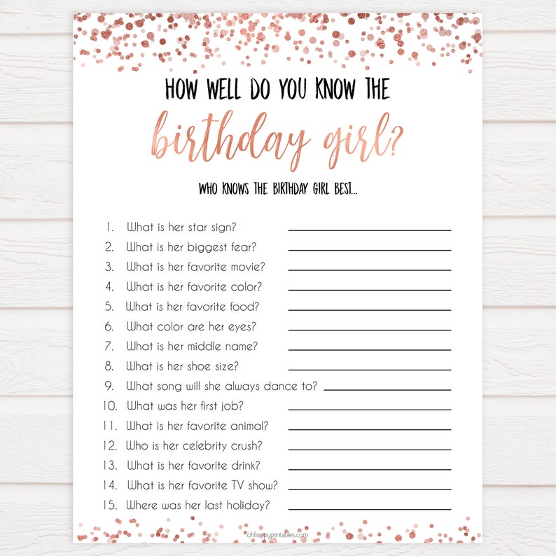 Know the Birthday Girl Printable Birthday Games Do You Know - Etsy ...