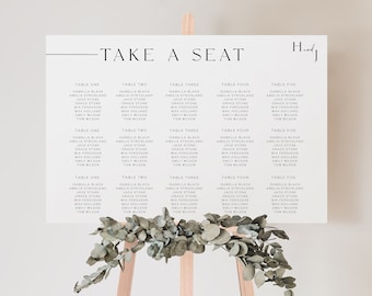 HARPER | Minimalist Wedding Seating Chart Template, Wedding Seating Chart Sign, Editable, Modern Wedding Seating Chart, Minimal Wedding