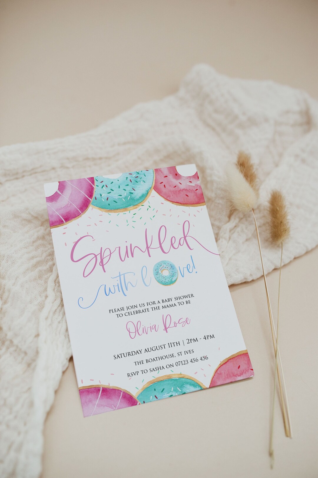 EDITABLE Donut Sprinkles Baby Shower Invitation, Editable Template