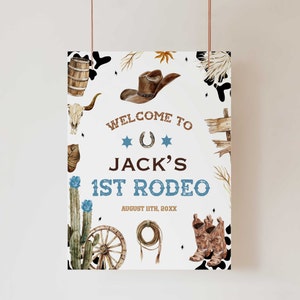 First Rodeo Birthday Party Welcome Sign, Cowboy Welcome Sign, Canva ...
