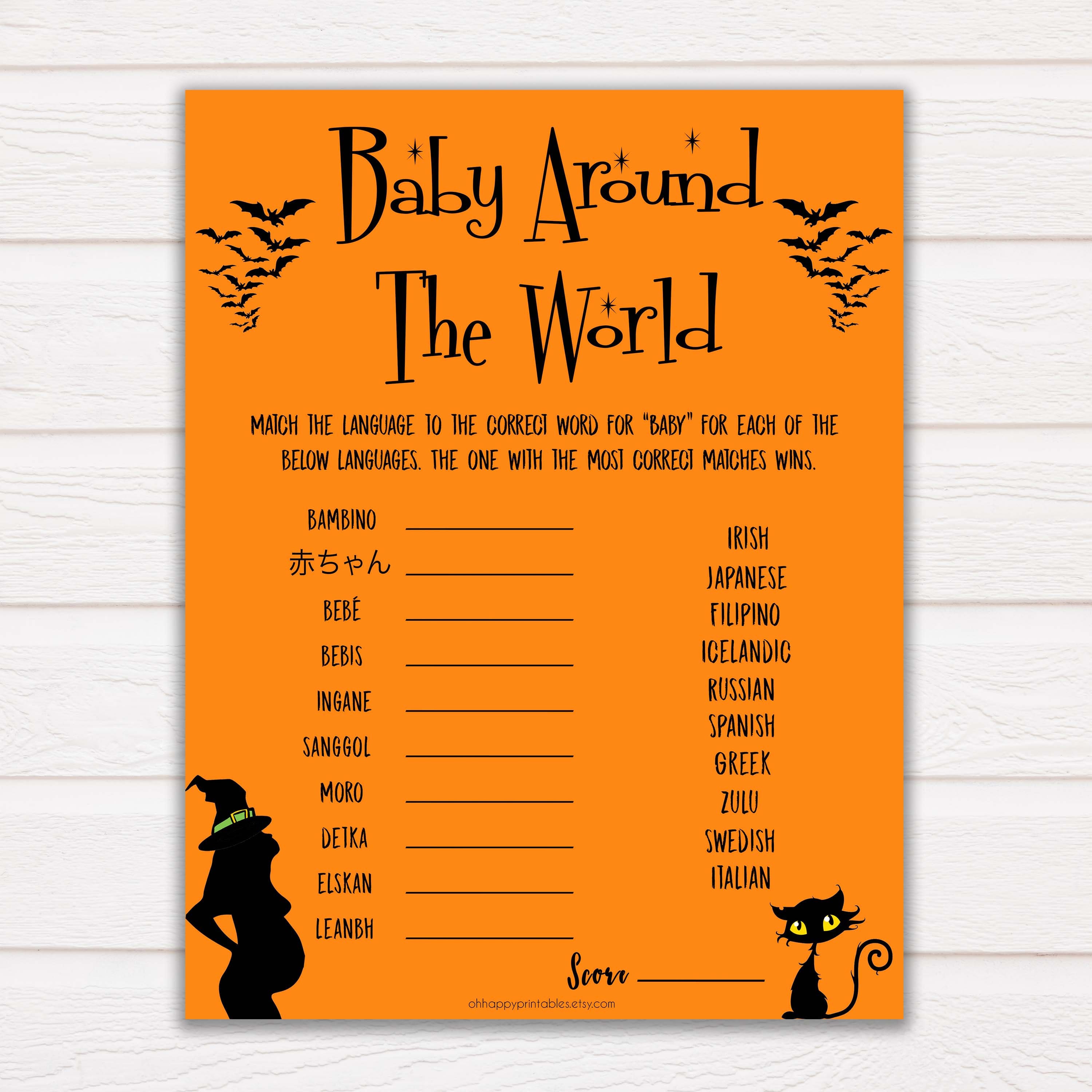 Halloween Baby Around The World Game Baby In Different Etsy