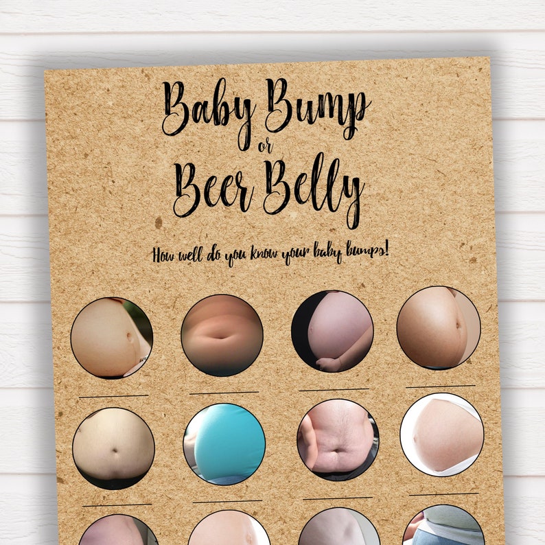 Baby Bump Or Beer Belly Baby Shower Games Baby Belly Or Etsy