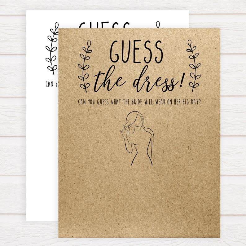 Guess The Dress Game Rustic Bridal Shower Bachelorette Etsy