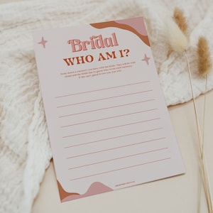 RETRO 70s Bridal Shower Game Who Am I, Retro Bridal Shower Games, Bridal Shower Games, Bridal Shower Games Printable, Bridal Game Ideas RS
