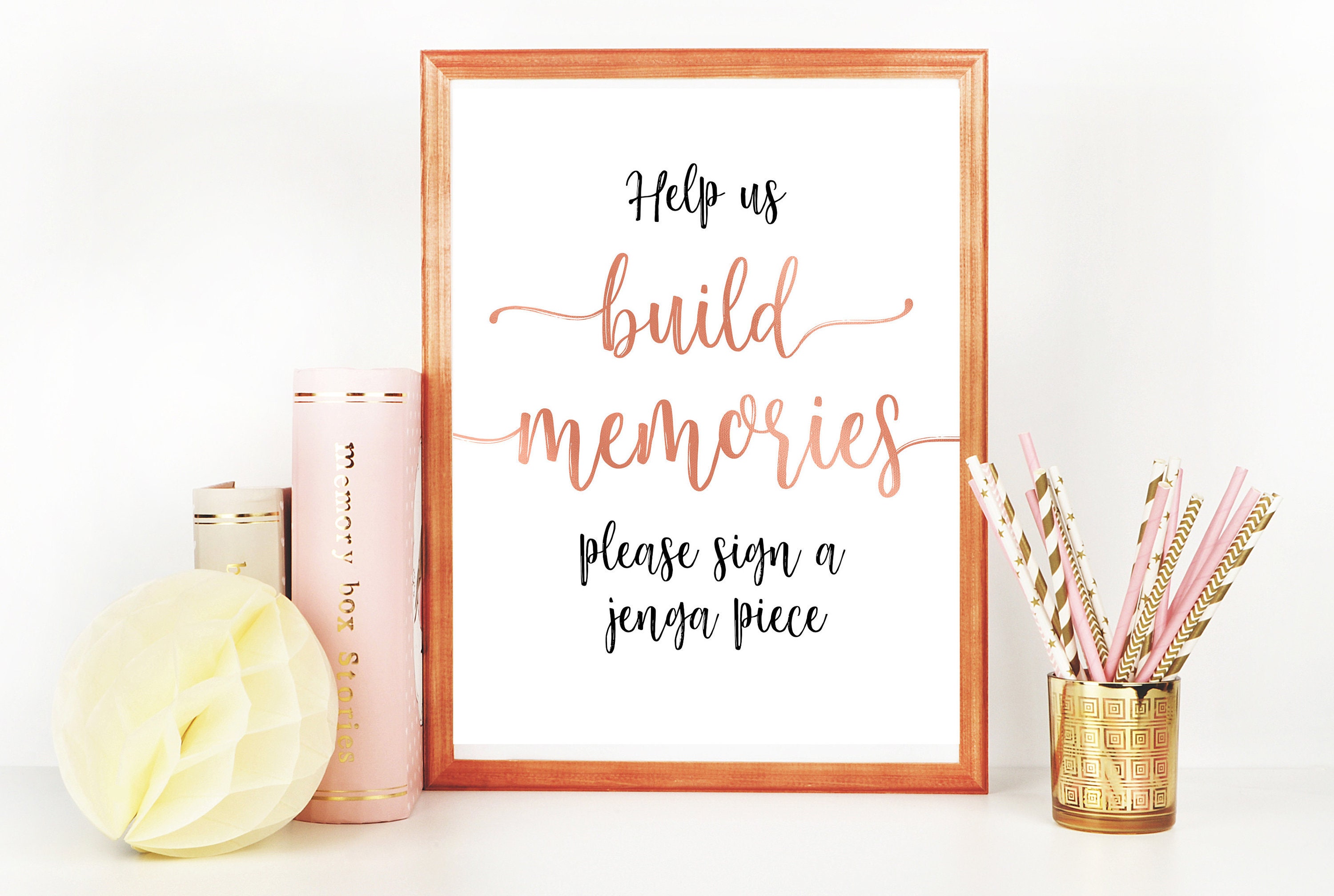 Build Memories Jenga Sign Sign a Jenga Piece Rose Gold | Etsy