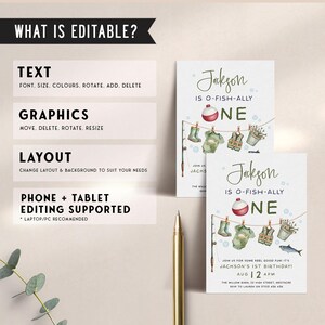 OFishally One First Birthday Party Invitation. O-Fish-Ally One Birthday Invite. Fishing 1st Birthday Invite, Gone Fishing Birthday Party