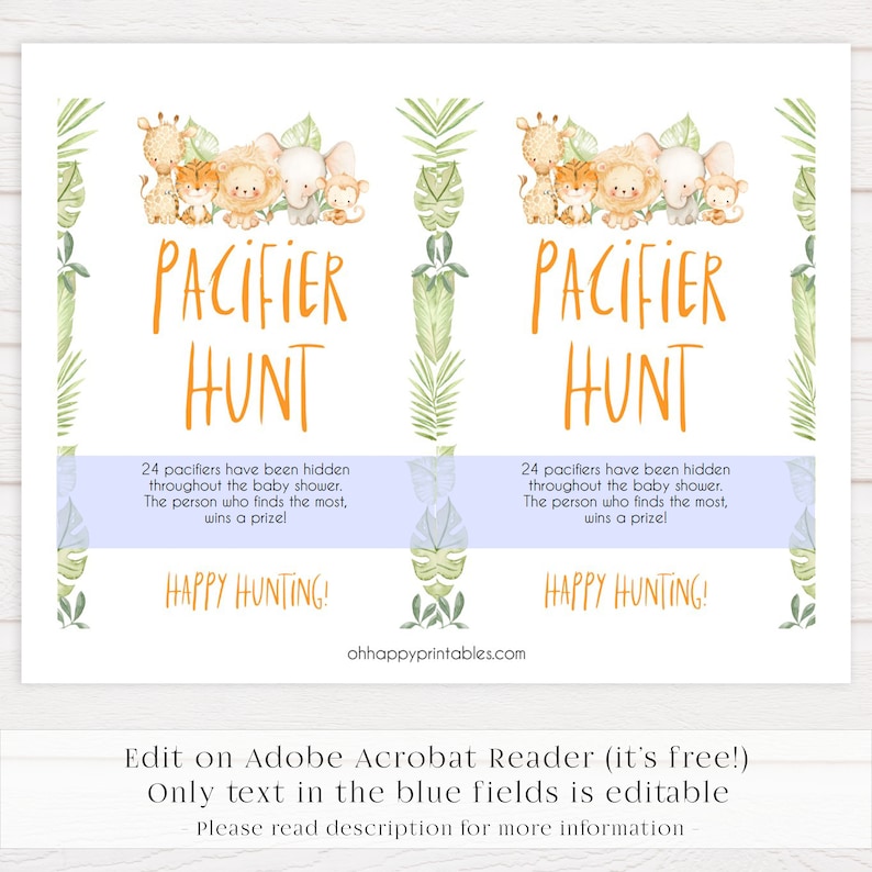 EDITABLE Pacifier Hunt Game Printable Baby Shower Games - Etsy