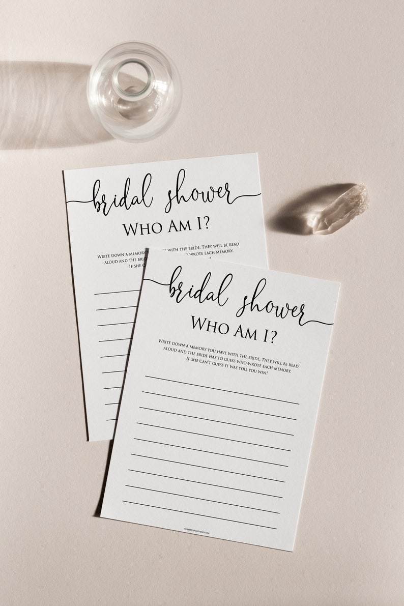 Bridal Shower Game Who Am I Bridal Shower Games Printable Etsy