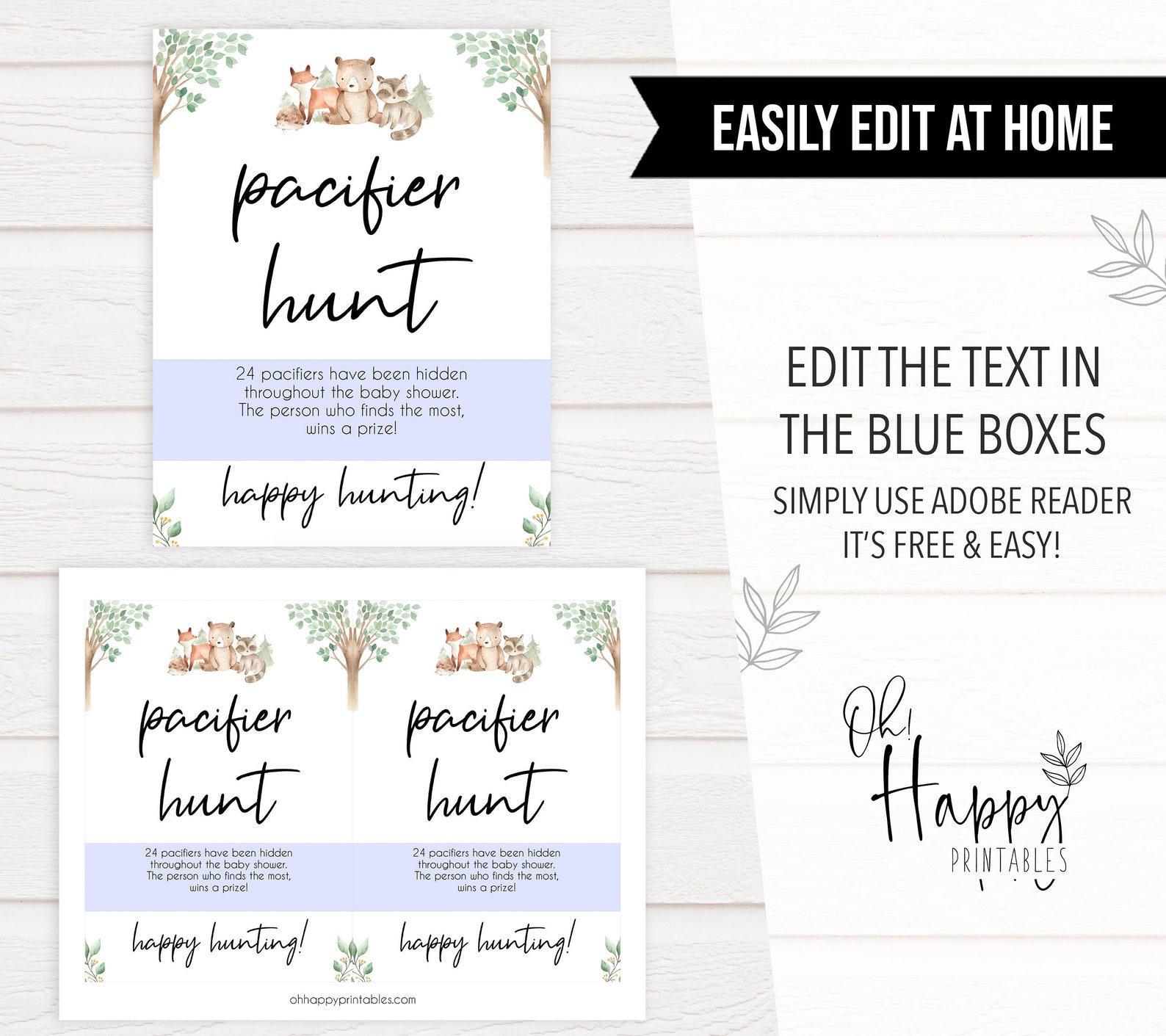 EDITABLE Pacifier Hunt Game Printable Baby Shower Games | Etsy