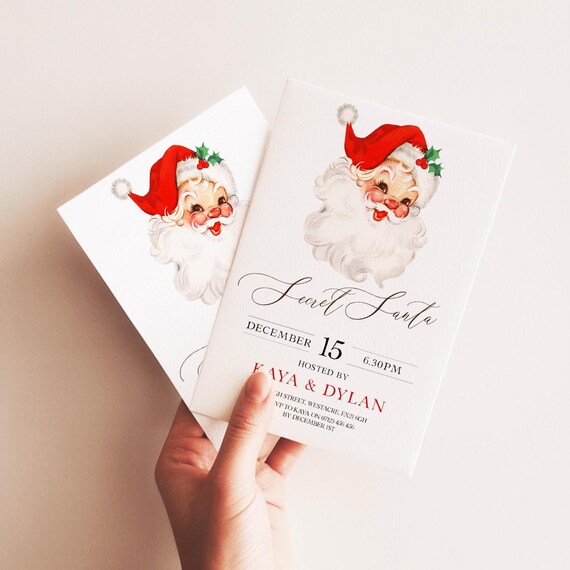 Secret Santa Invitation Template, Christmas Party Invite, Holiday Gift Exchange Invite, Secret Santa Invite, Christmas Gift Swap Invite,