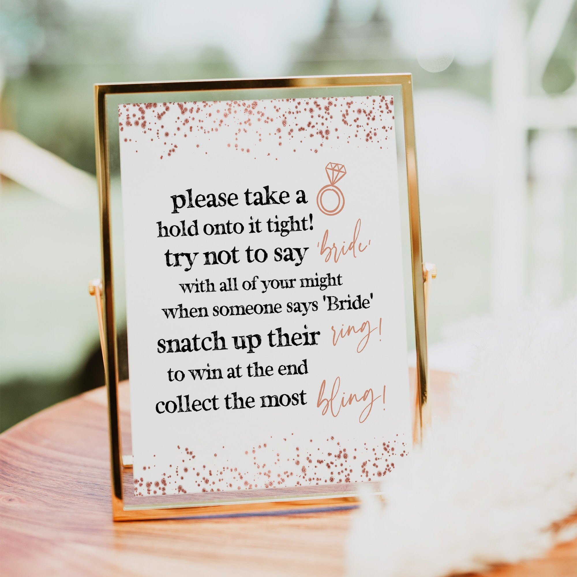 Bridal Shower Party Game Printable, Don't Say Bride,  Please Take a Ring, Bachelorette Party Game, Bridal Shower Game Printable Download RGC