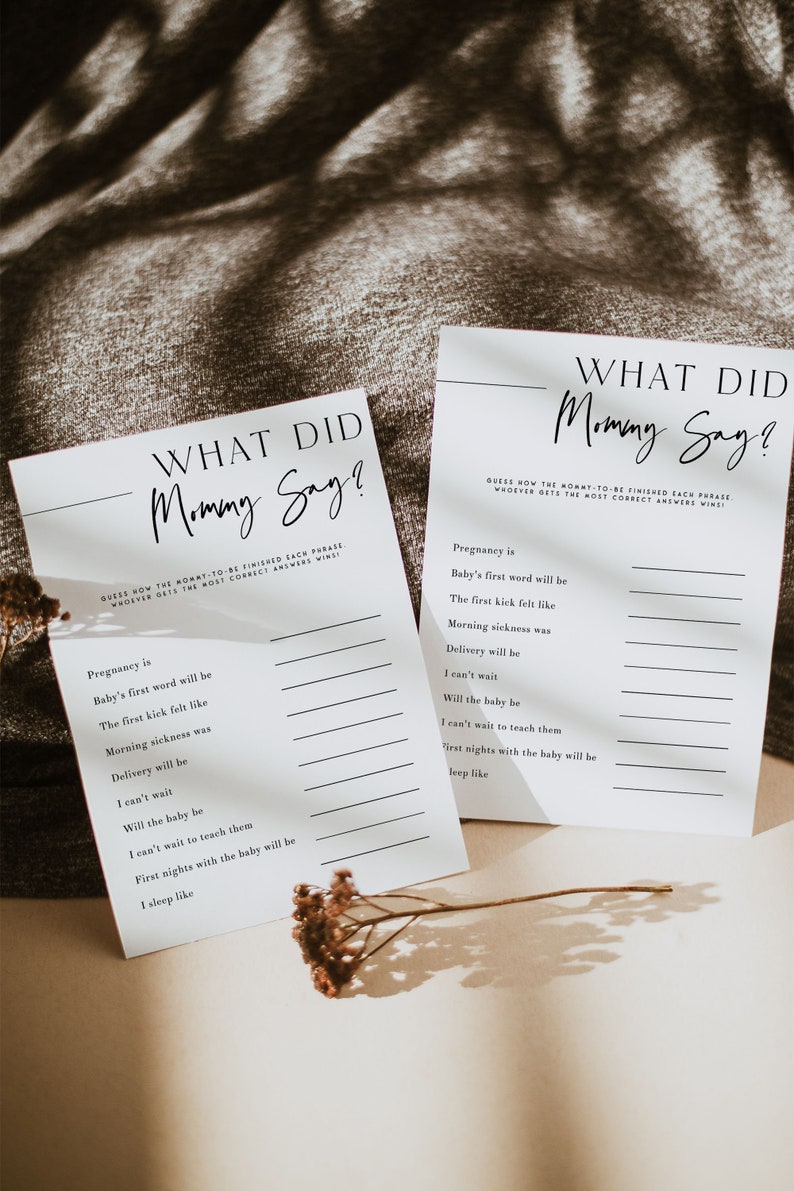 What Did Mommy Say Baby Game Printable Baby Shower Games Etsy UK