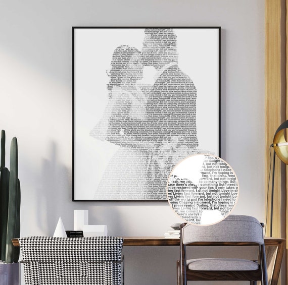 Favourite Song Lyrics Wall Art From Your Photo, First Dance Song Lyrics Wall Art, Paper Wedding Anniversary Gift, Wedding Vows Gift, Couple