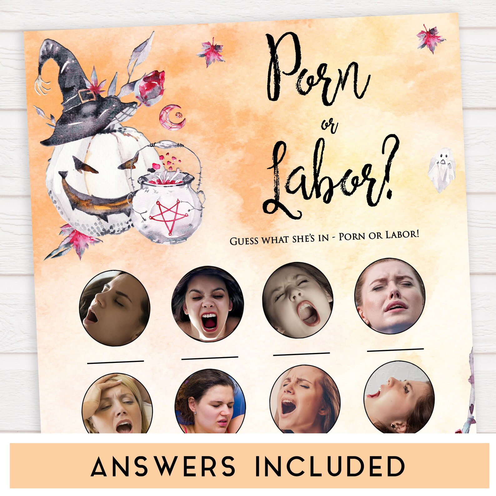 2 IN 1 Halloween Baby Games Labor or Porn Baby Bump or Beer Etsy