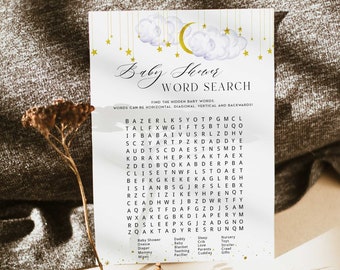 Baby Shower Word Search Game, Printable Baby Shower Games, Twinkle Little Star Baby Shower Games, Baby Word Search Game, Baby Games, LS1